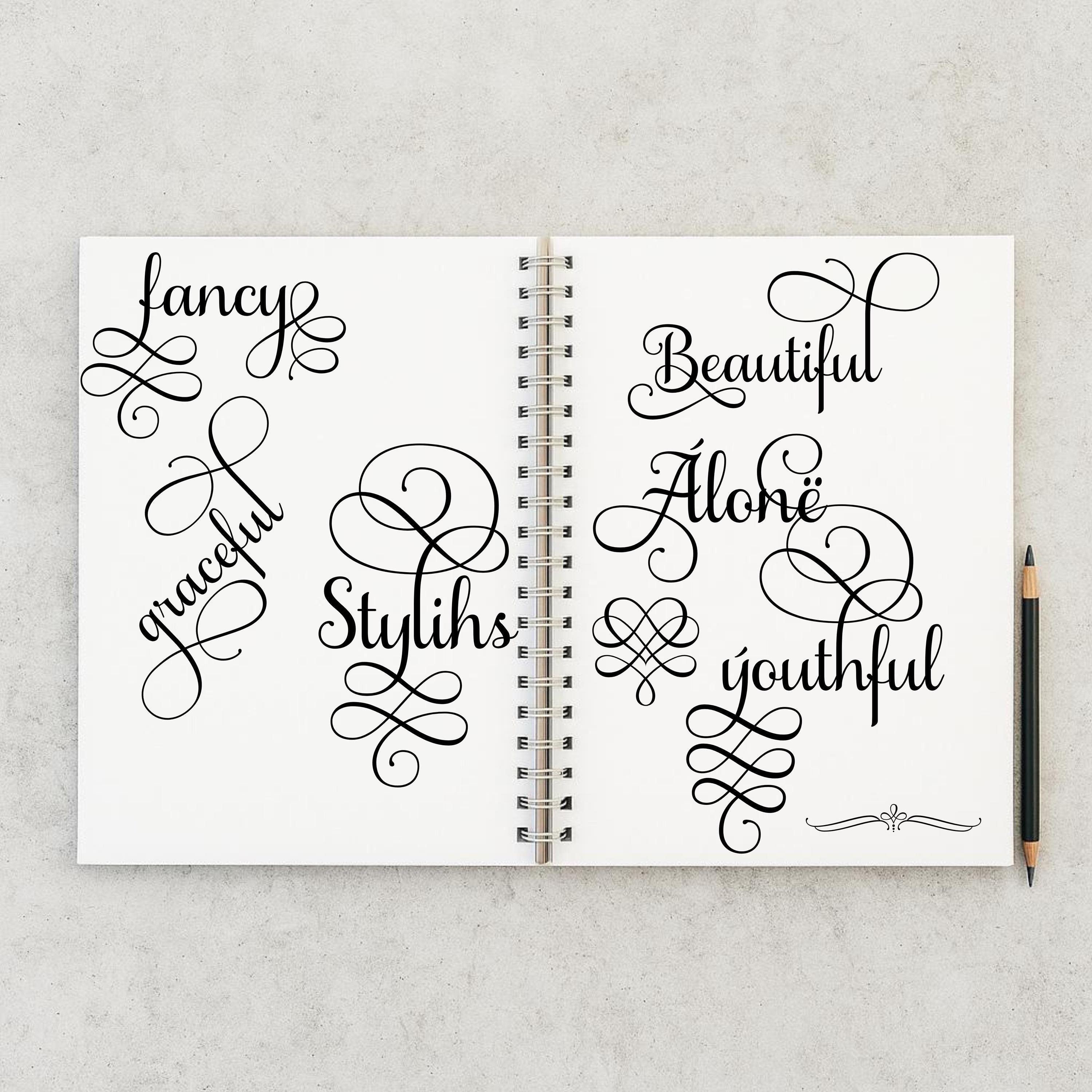 Samantha Upright Script Font, Font With Tails, Heart Font, Wedding Font ...