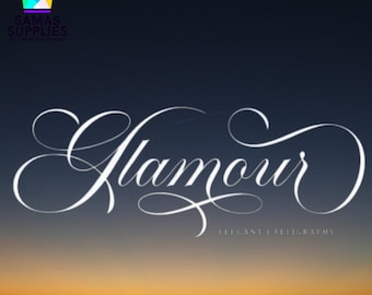 Glamor Script Font, elegant Font with Tails, beautiful Font, Wedding Font, Cursive Font,birthday Font for Cricut, SVG Script Font