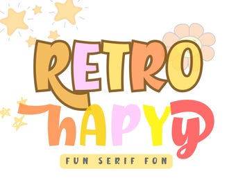 Retro Font - Handwritten Font, Cricut Fonts, Fonts for Crafters, Procreate Fonts, Fonts for Cricut, Bubbly Font, Cute Font,funny font,banner