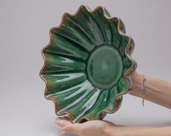 Slip Casting Mold for Large Fluted Bowl Ceramic Fruit Salad Scalloped Drape Pottery Bowl-Y-047