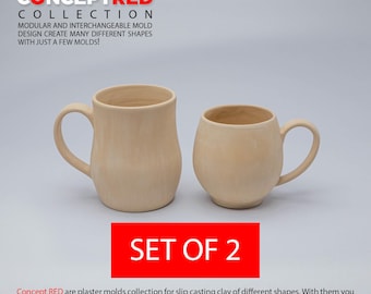 Slipcasting Plaster Mold for ceramic form Gipsform  Mug Set of two NG 005-KP 001