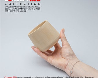 Slipcasting plaster mold for ceramic form Gipsform for Handleless mug cup CR 026