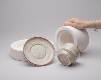 Ceramic Coffee Mug and Plate Mold Set for Slip Casting Handmade Plaster Pottery V-188-LS-NG-087