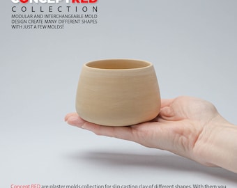 Slipcasting plaster mold for ceramic form Gipsform mug cup CRC 026BOT-025TOP
