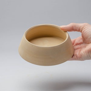 Puede incluir: Un cuenco de cerámica beige claro con un fondo redondeado y un borde ligeramente acampanado. El cuenco es liso y tiene un acabado mate.