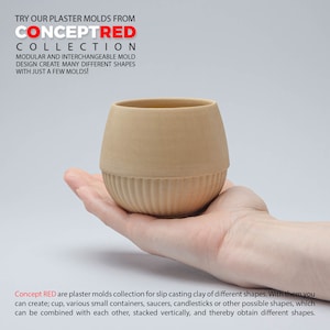 Slipcasting mold Mug plaster mold for slipcasting Handleless Cup Plaster Mold Slip Casting, Casting Mold, Ceramic Mold CRC 036BOT - 025TOP