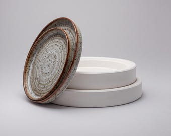 Slip Casting Plaster Mold for Ceramic Dinner Plates Set of 2 Stackable Pottery Plate-V-050