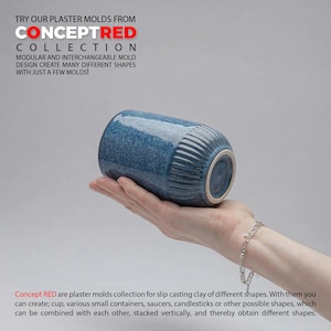 Slipcasting handmade DIY plaster mold for ceramic form Gipsform medium size mug cup CRC-036-Bot-066-Top