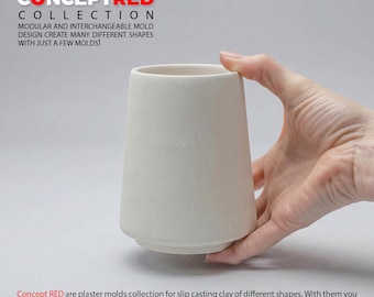 Slipcasting plaster handmade Mold for tall ceramic clay form Gipsform Handleless Cup CR-062