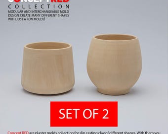 Slipcasting Plaster Mold for ceramic form Gipsform  Mug Set of two CR 025-CR 026
