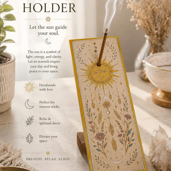 Sun Tarot Incense Holder | Boho Spiritual Decor Gift