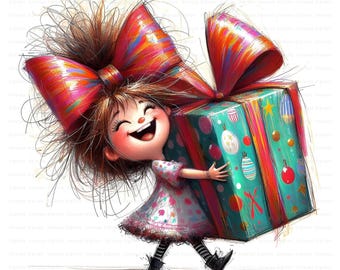 Quirky Girl Christmas Clipart Bundle: Printable Watercolor Art, Paper Crafts, Junk Journals, Commercial Use
