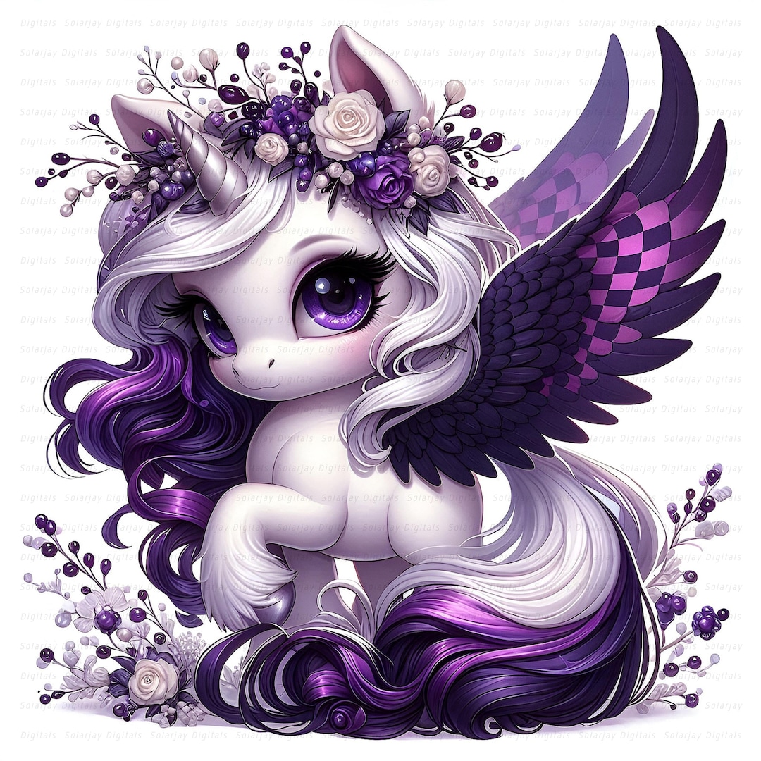 Purple Unicorn Clipart Set: Fantasy JPG Illustrations (set of 10 ...