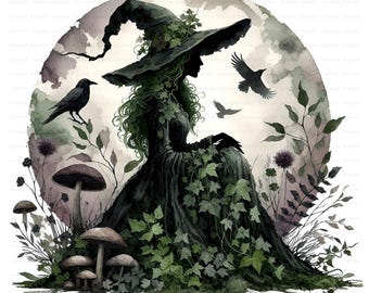 Clipart bosheks aquarel: fantasieillustraties in hoge resolutie (10 jpg's, digitale download, commercieel gebruik)