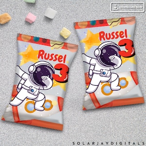 Astronaut Birthday Favor Bags Space Party Goodie Bags Customizable Kids Outer Space Theme