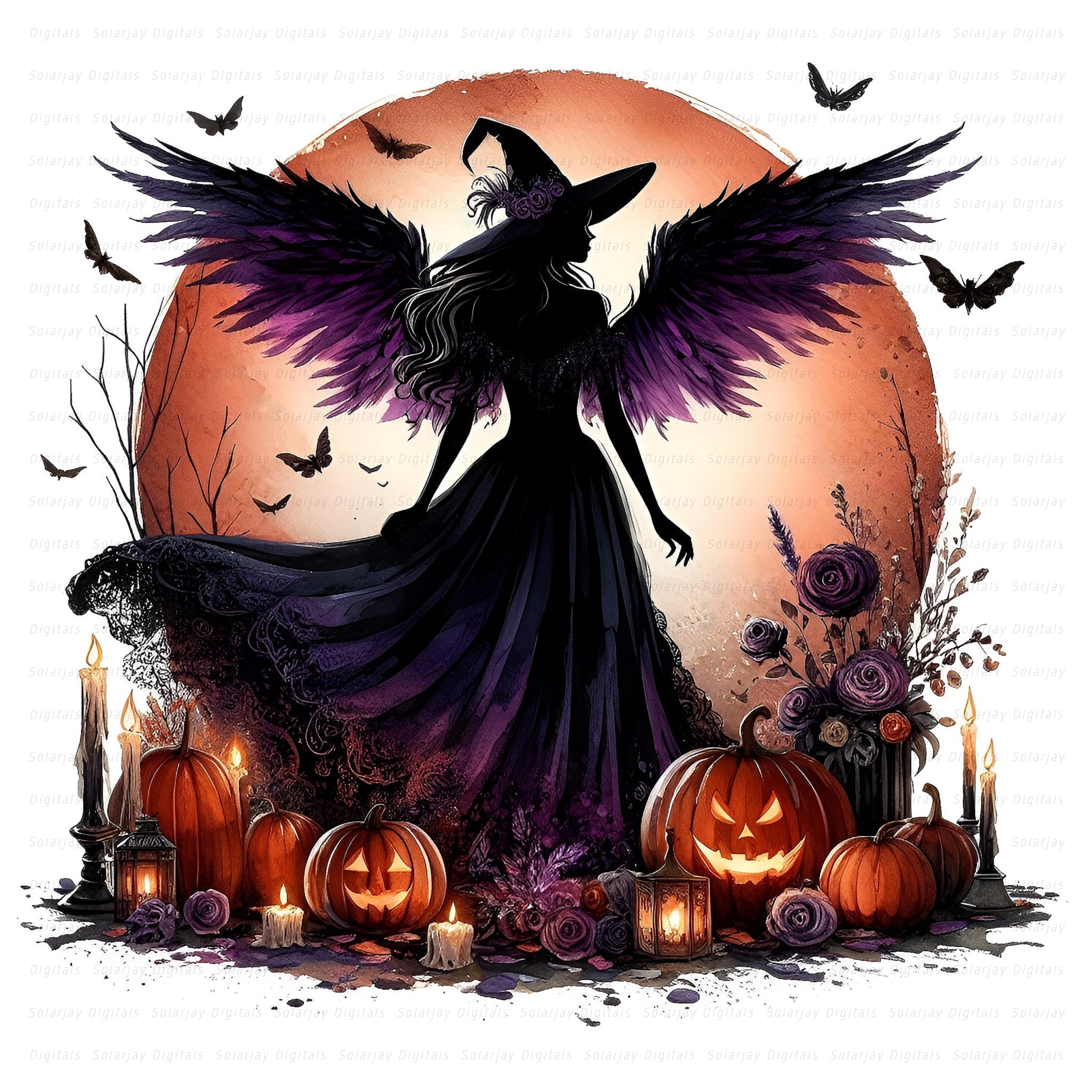 Halloween Witch Clipart Bundle: Gothic Scrapbooking Graphics (digital ...