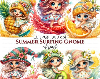Zomerkabouter clipartbundel: grillige tropische png en jpg, commercieel gebruik