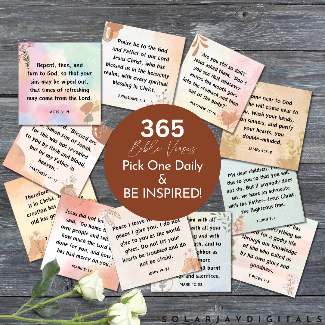 365 Bible Verses Boho Bible Verse Cards Printable Bible Verse Cards ...