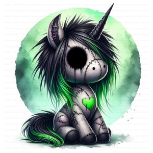 Halloween Unicorn Clipart Bundle, 10 Creepy Cute Stitched Pony JPGs, Digital Download, Spooky Graphics for Halloween Crafts & Sublimation