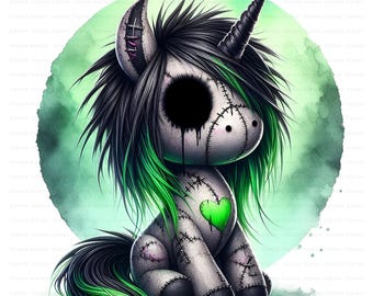 Halloween-eenhoorn clipartbundel, griezelig gestikte pony jpg's (digitale download, sublimatie, ontwerp voor commercieel gebruik)