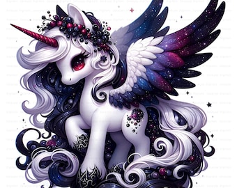 Galaxy Unicorn Clipart Set: Black, Red, Violet (10 JPGs, Digital Download, Commercial Use)