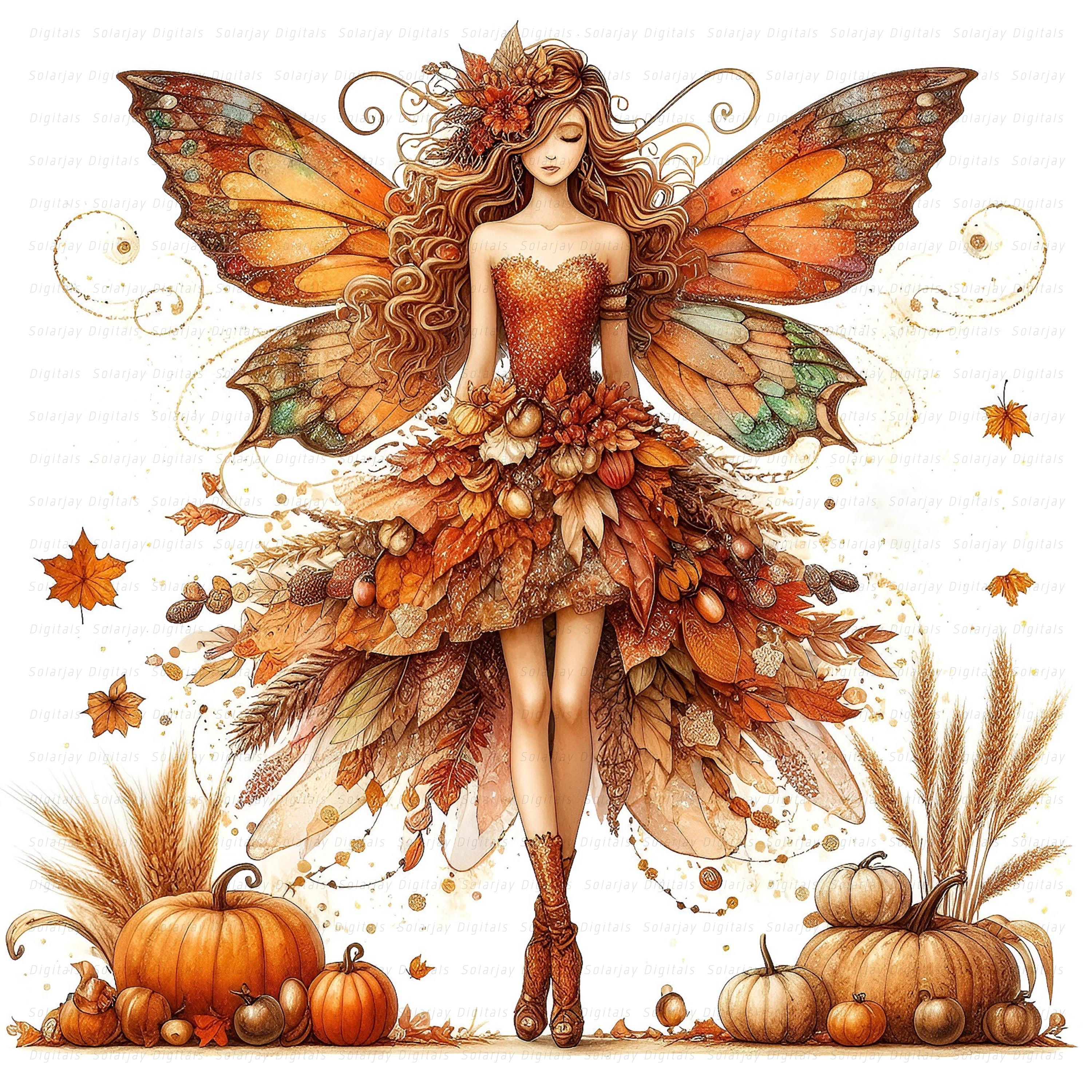 Autumn Fairy Clipart: Fall Floral Girls, Butterfly Wings (10 Jpgs ...