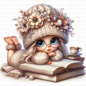 Book Lover Gnome Clipart: Storytime Reading Gnomes (Set of 10 JPGs for Commercial Use)