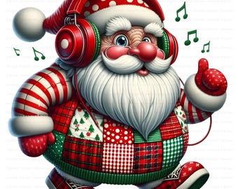 Patchwork Santa Claus PNG Clipart: Modern Christmas Commercial Use Design