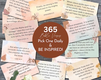 365 Boho Bible Verse Cards: Daily Bread of Inspiration, Encouragement (Printable PDF, Instant Download)