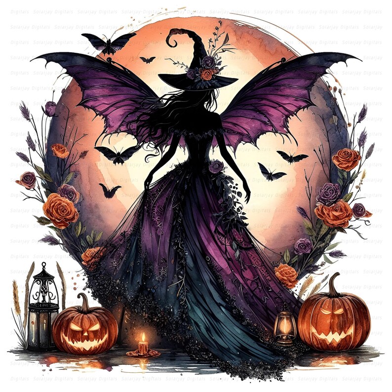 Halloween Witch Clipart Bundle: Gothic Scrapbooking Graphics (digital ...