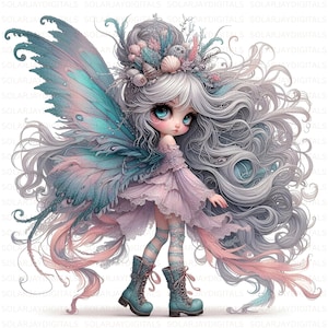 Butterfly Fairy Clipart, Set of 10 High Resolution 300 DPI JPG Cute Quirky Doll, Summer Fantasy Theme for Sublimation and Commercial Use