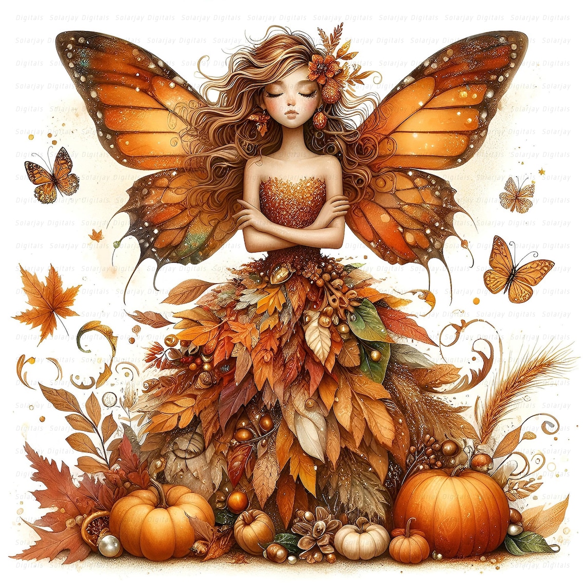 Autumn Fairy Clipart: Fall Floral Girls, Butterfly Wings (10 Jpgs ...