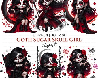 Valentine Biker Girl Gnome clipartset, Love Motorcycle JPG, 300 DPI, commercieel gebruik