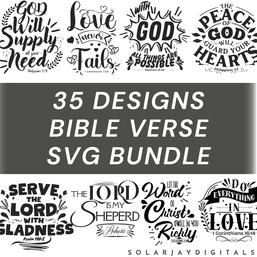 Bible Verse SVG Bundle: Christian Quotes, Scripture Cut Files (35 ...