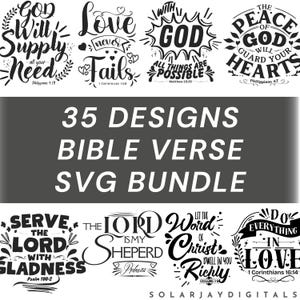 Bible Verse SVG Bundle: Christian Quotes, Scripture Cut Files (35 Designs, Digital Download)