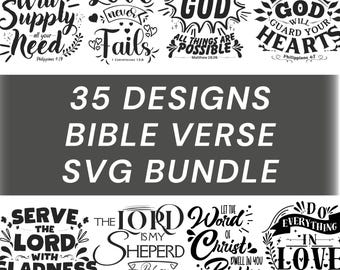 Bible Verse SVG Bundle: Christian Quotes, Scripture Cut Files (35 Designs, Digital Download)