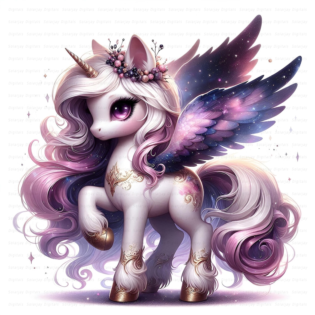 Pink & Purple Unicorn Clipart Set: Fantasy Paper Crafts (10 Jpgs ...