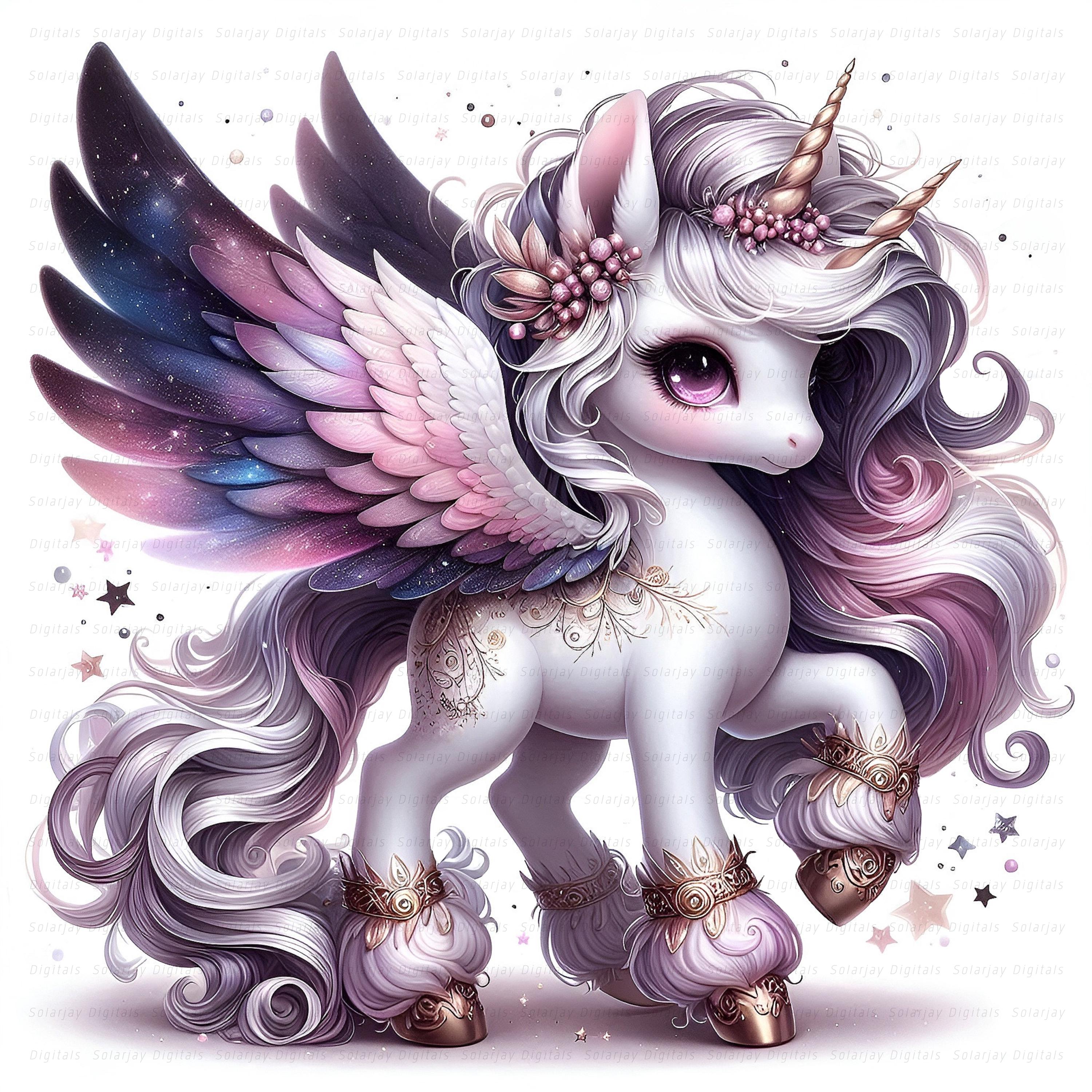 Pink & Purple Unicorn Clipart Set: Fantasy Paper Crafts (10 Jpgs ...