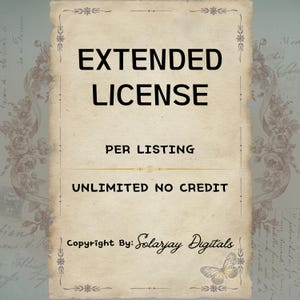 Extended Commercial License No Credit Required Sell Unlimited Physical End Products - Digital Product License for One Listing