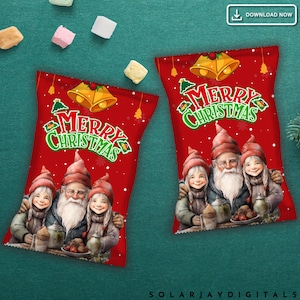 Christmas Chip Bag Template: Santa & Kids Party Favor (Digital Download, Printable)