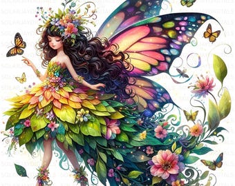 Flower Fairy Clipart Set: Spring Garden Images (10 JPGs, Digital Download, Commercial Use)