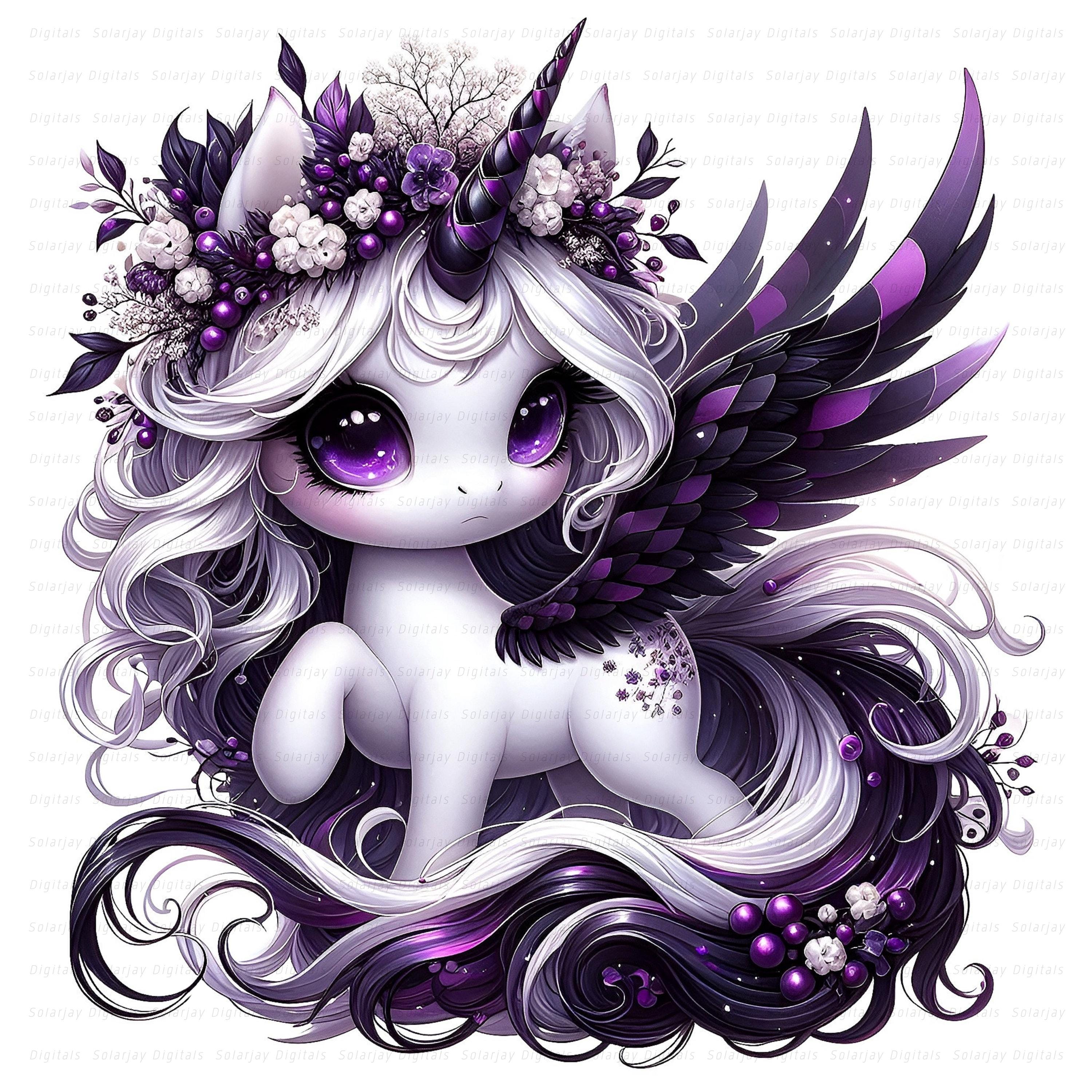 Purple Unicorn Clipart Set: Fantasy JPG Illustrations (set of 10 ...