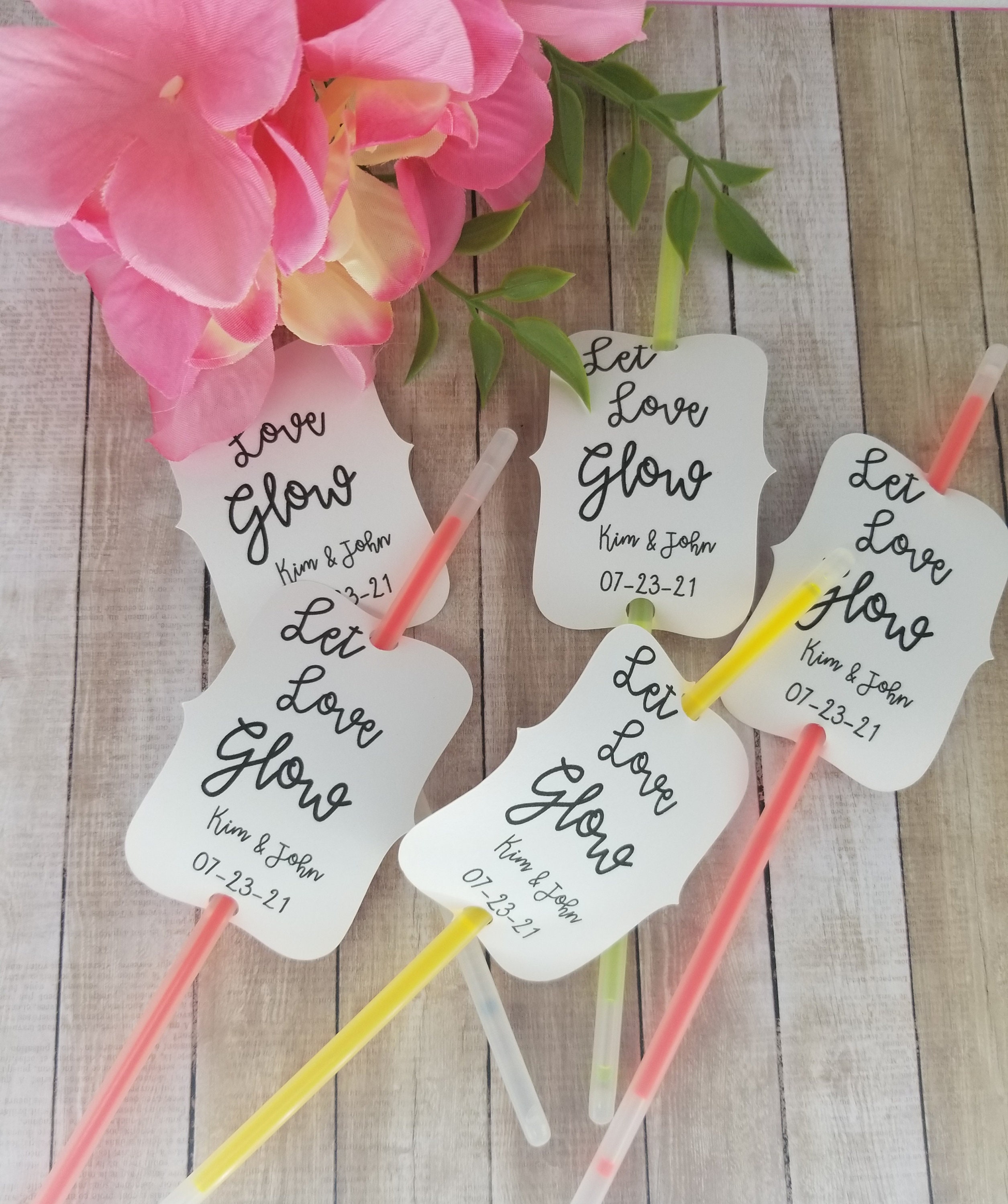 Let love glow wedding glow sticks for reception evening do rave -  personalised from
