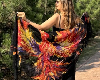Shawl knitted black for women, Gift, Black shawl, Unique cape, Large evening tippet, Stole for evening dress, Hand knitted shawl