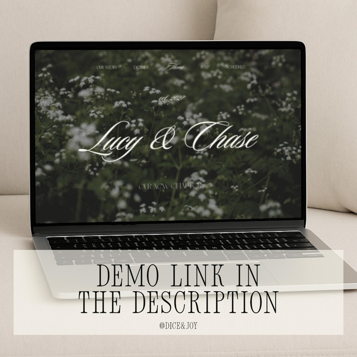 Vintage Wedding Website Template, Classic Doily Flower Theme, Aesthetic