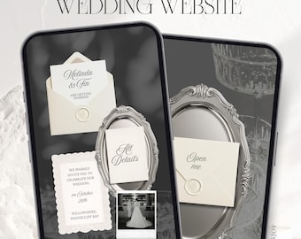 Elegant Wedding Website Template, Luxury Royal Theme, Aesthetic Luxurious Old Money Canva Wedding Site, Vintage Doily Lace Cream White Theme