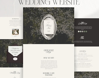 Modern Daisy Wedding Website Template, Summer Old Money Flower Theme, Aesthetic Romantic Luxurious Canva Wedding Site, RSVP & Countdown