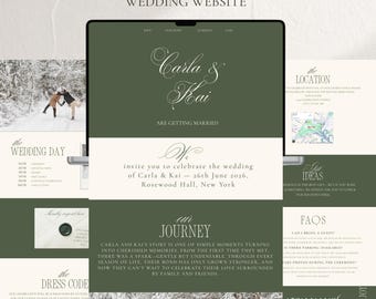 Elegant Green Wedding Website Template: RSVP & Countdown (Canva Editable, Digital Download)