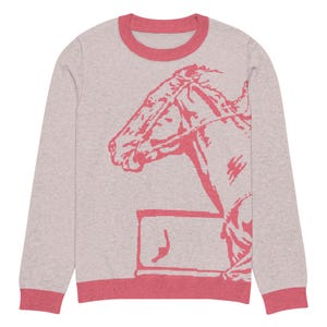 The Barrel Racer Knit Sweater: Pink, Western, extra-soft, crewneck
