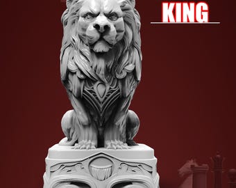 Fantasy Wizard Animal King Warrior 3D Printable Beast Chess Piece - STL File for 3d printing - 3d Printer file - Support free